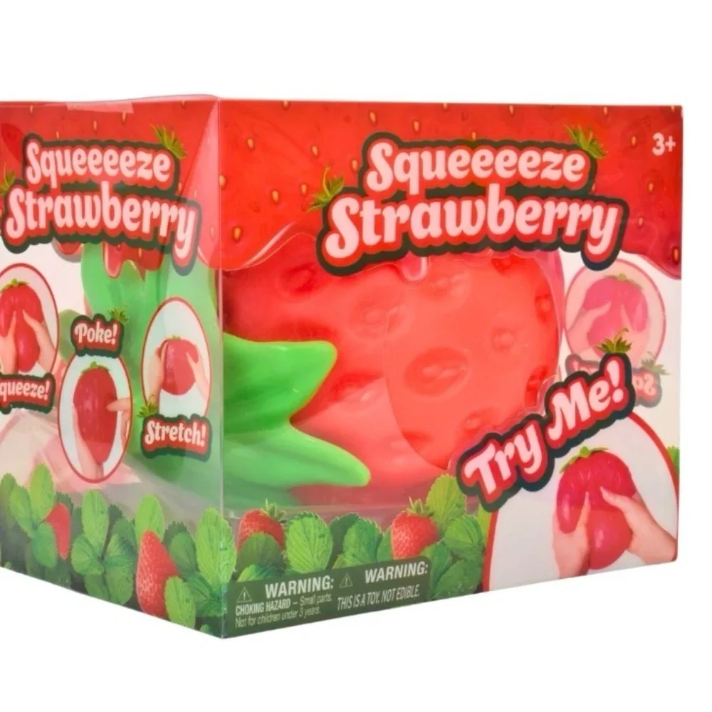 Super VIRAL & HARD find..Squeeze Strawberry Stress Relief Squishy Toy - Red